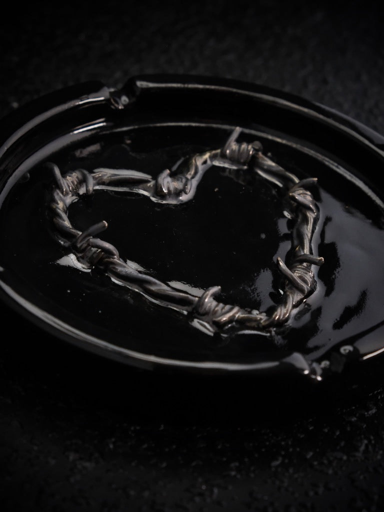 barbed wire heart ashtray