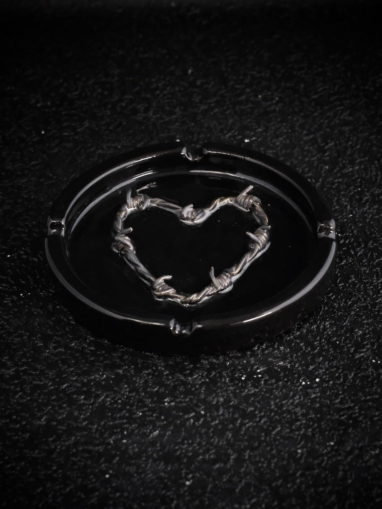barbed wire heart ashtray