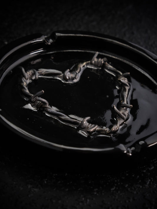 barbed wire heart ashtray